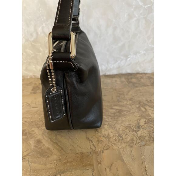 Vtg COACH signature black canvas / leather suede fabric Y2K Demi mini bag - Picture 4 of 9